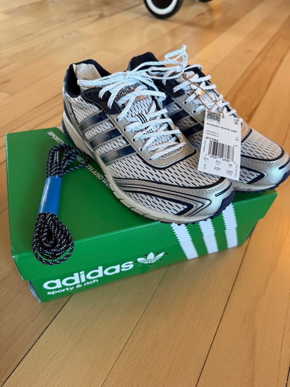 Sporty & Rich x Adidas - adizero - Women's Athletic Sneakers in White and Navy